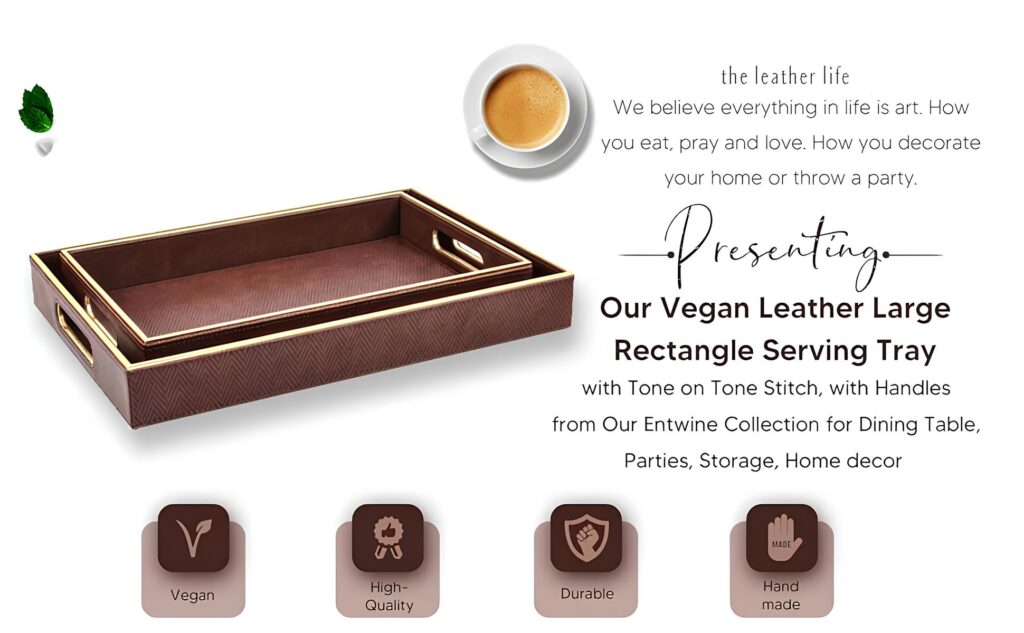 faux leather serving tray set of 2