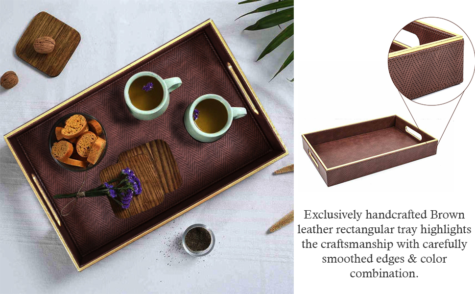 wooden serving tray set of 2